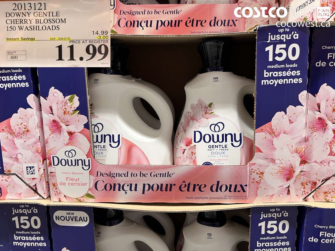 2013121 DOWNY GENTLE CHERRY BLOSSOM 150 WASHLOADS ($3.00 INSTANT SAVINGS EXPIRES ON 2026-07-05) $11.99