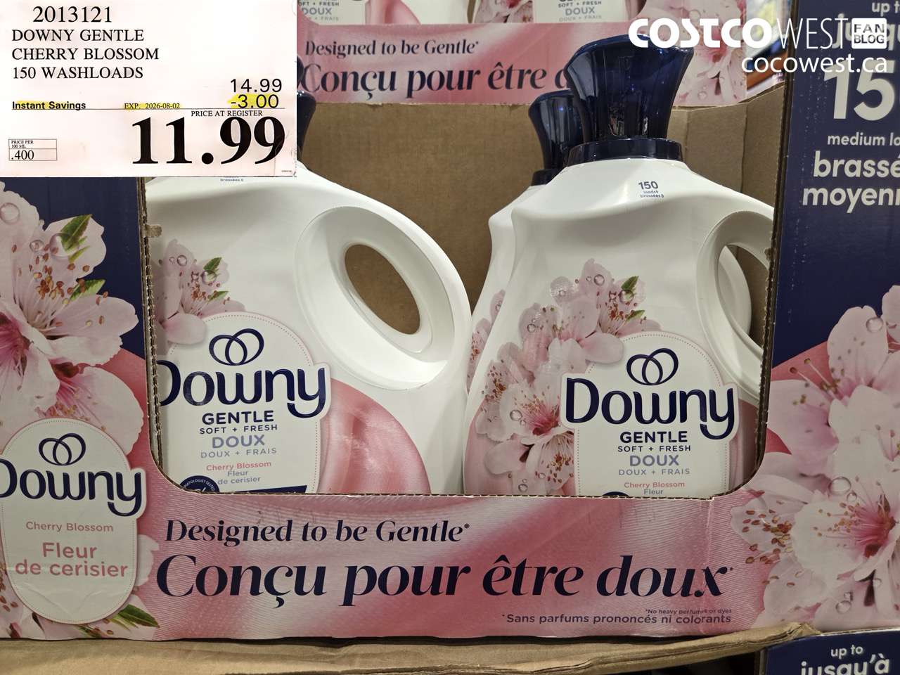 2013121 DOWNY GENTLE CHERRY BLOSSOM 150 WASHLOADS ($3.00 INSTANT SAVINGS EXPIRES ON 2026-08-02) $11.99