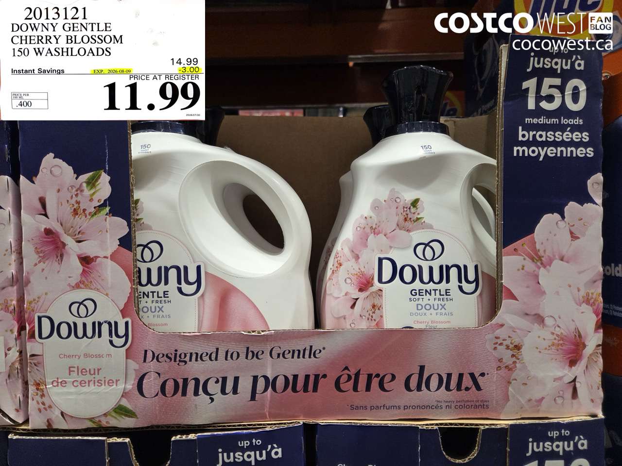 2013121 DOWNY GENTLE CHERRY BLOSSOM 150 WASHLOADS ($3.00 INSTANT SAVINGS EXPIRES ON 2026-08-09) $11.99