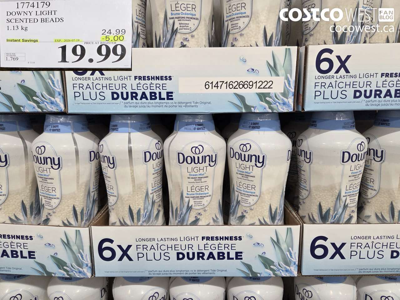 1774179 DOWNY LIGHT SCENTED BEADS 1.13 KG ($5.00 INSTANT SAVINGS EXPIRES ON 2026-07-19) $19.99