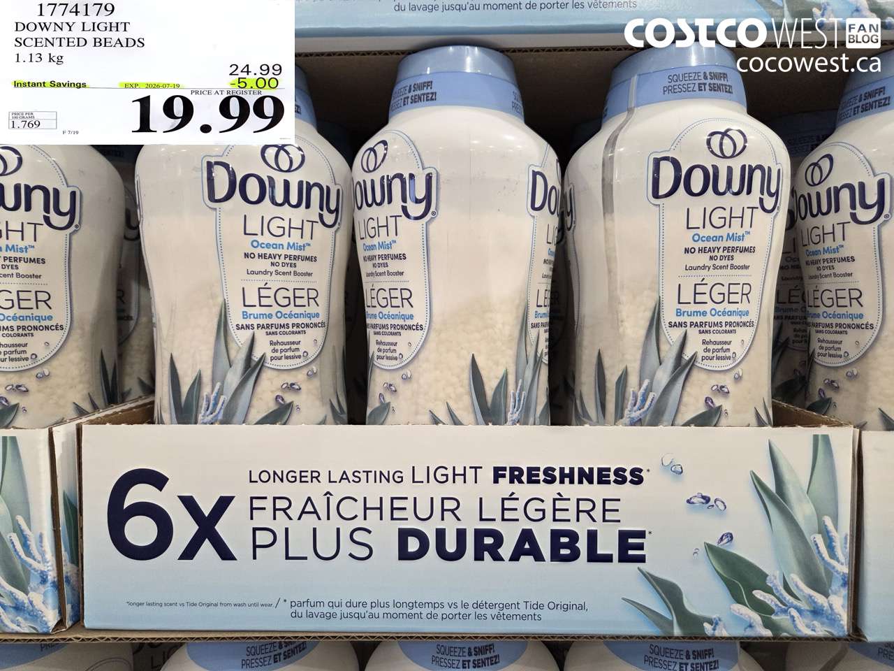 1774179 DOWNY LIGHT SCENTED BEADS 1.13 KG ($5.00 INSTANT SAVINGS EXPIRES ON 2026-07-19) $19.99