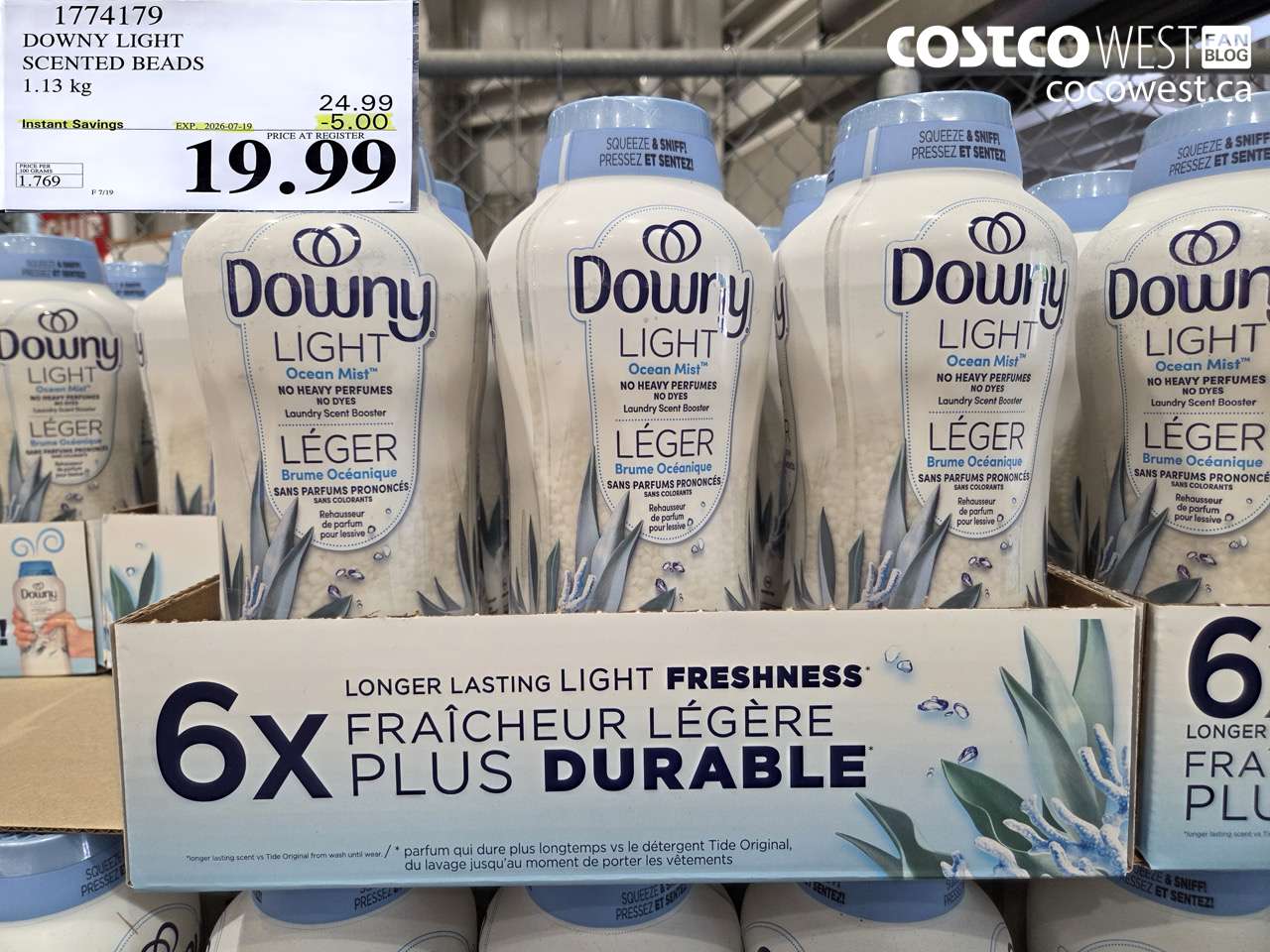 1774179 DOWNY LIGHT SCENTED BEADS 1.13 KG ($5.00 INSTANT SAVINGS EXPIRES ON 2026-07-19) $19.99