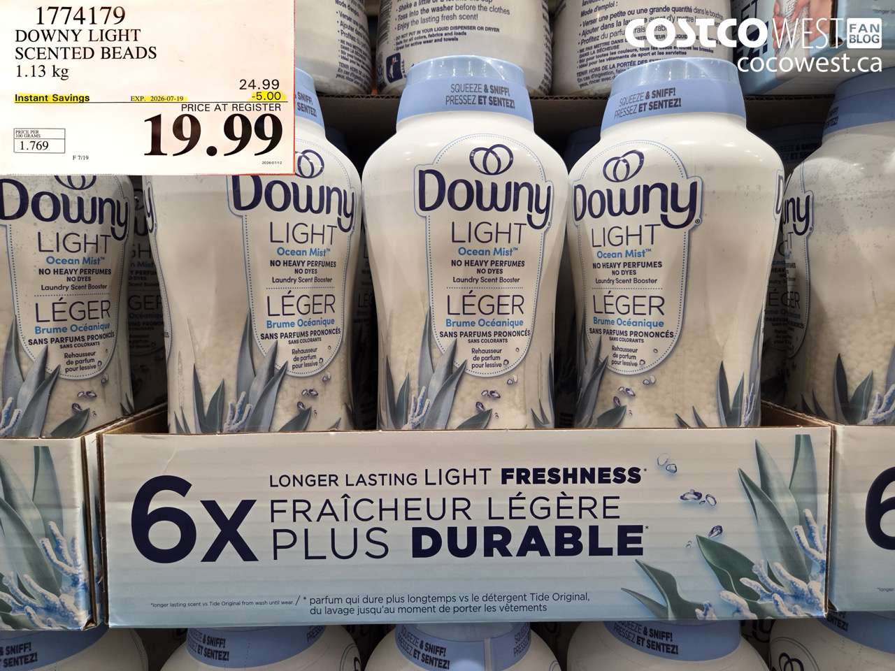 1774179 DOWNY LIGHT SCENTED BEADS 1.13 KG ($5.00 INSTANT SAVINGS EXPIRES ON 2026-07-19) $19.99