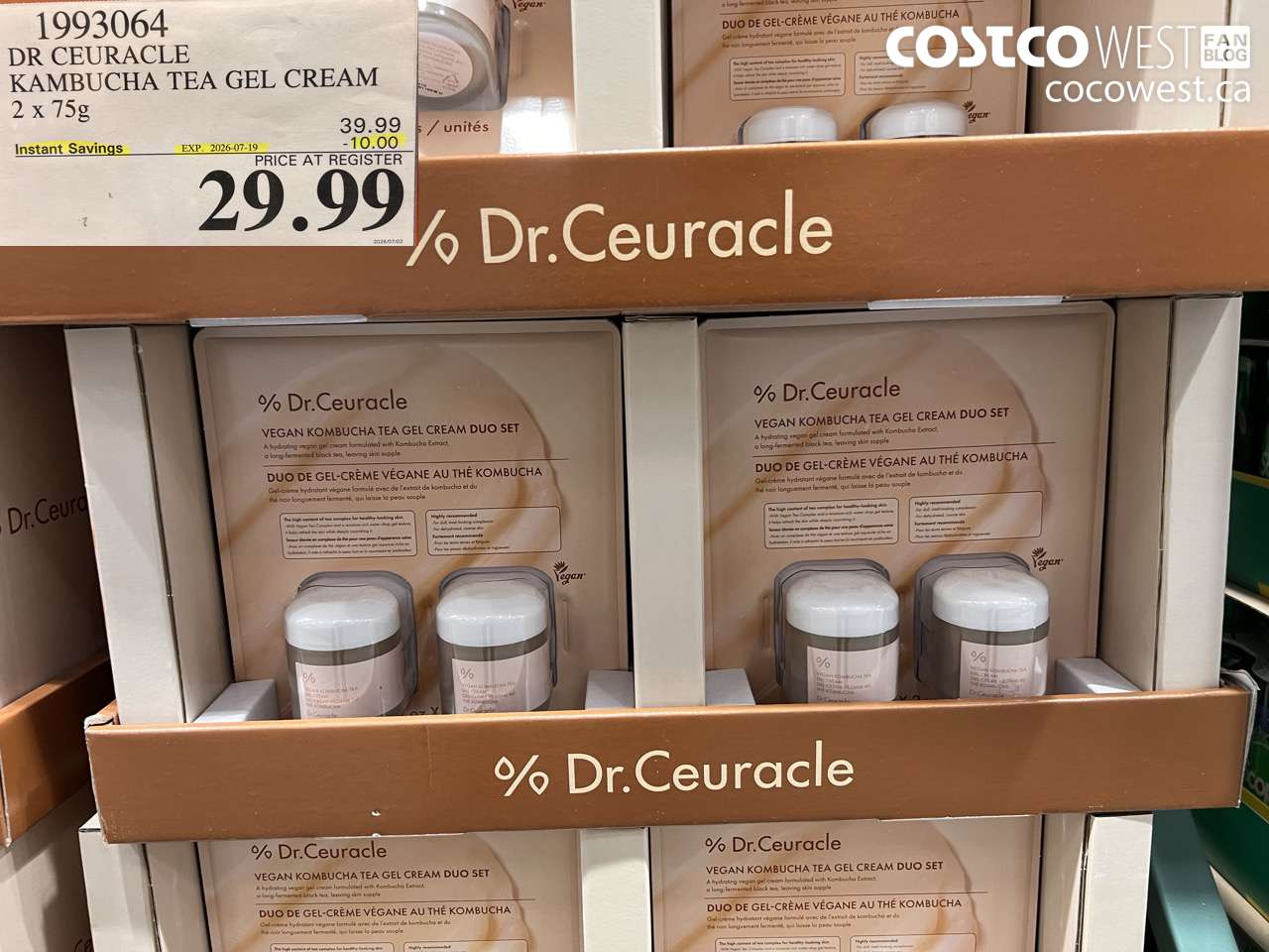 1993064 DR CEURACLE KAMBUCHA TEA GEL CREAM 2 X 75G ($10.00 INSTANT SAVINGS EXPIRES ON 2026-07-19) $29.99