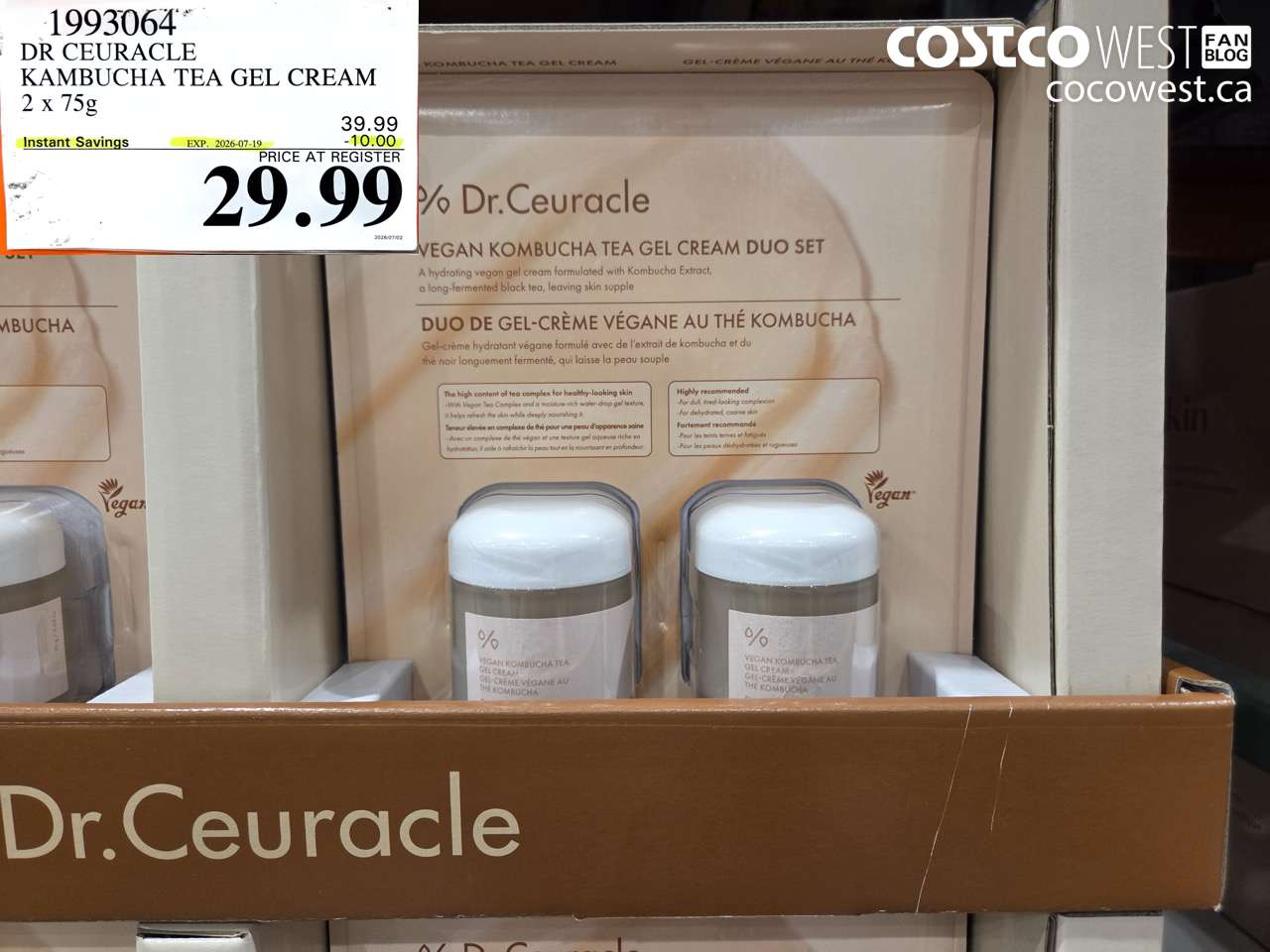 1993064 DR CEURACLE KAMBUCHA TEA GEL CREAM 2 X 75G ($10.00 INSTANT SAVINGS EXPIRES ON 2026-07-19) $29.99
