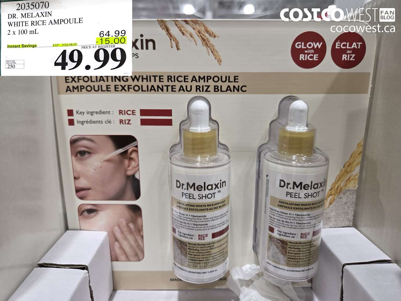 2035070 DR. MELAXIN WHITE RICE AMPOULE 2 X 100 ML ($15.00 INSTANT SAVINGS EXPIRES ON 2026-08-09) $49.99
