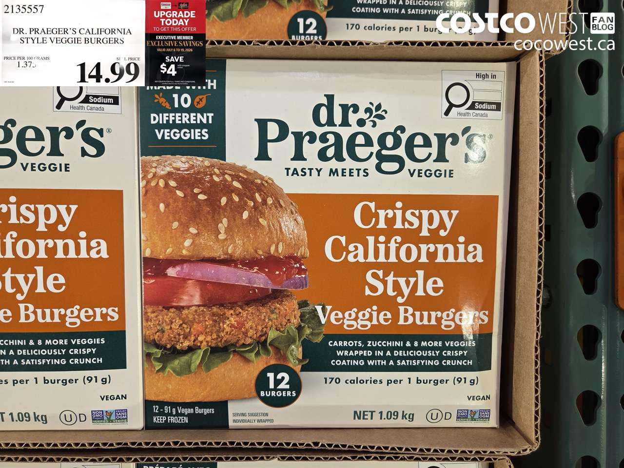 2135557 DR. PRAEGER’S CALIFORNIA STYLE VEGGIE BURGERS ($4.00 INSTANT SAVINGS EXPIRES ON 2026-07-19) $10.99