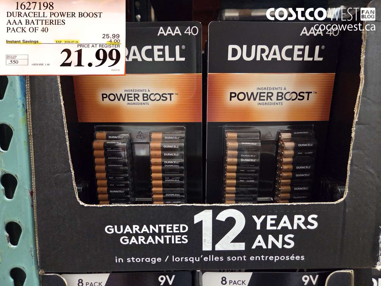 1627198 DURACELL POWER BOOST AAA BATTERIES PACK OF 40 ($4.00 INSTANT SAVINGS EXPIRES ON 2026-07-26) $21.99