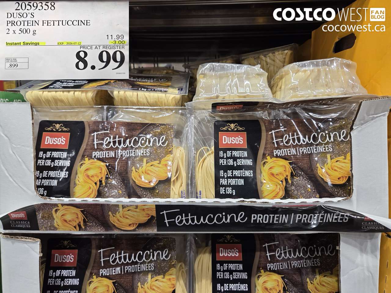 2059358 DUSO'S PROTEIN FETTUCCINE 2 X 500 G ($3.00 INSTANT SAVINGS EXPIRES ON 2026-07-12) $8.99