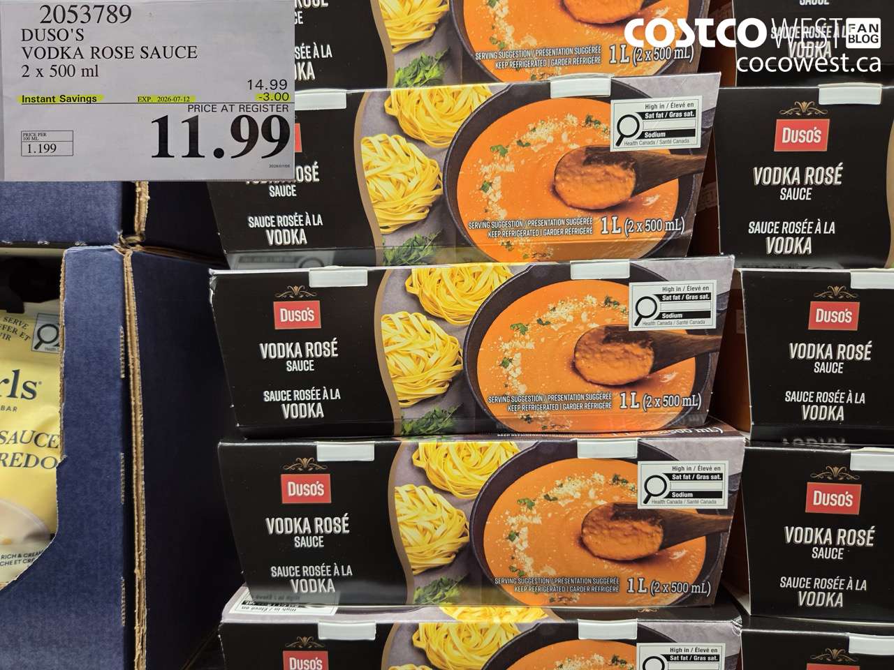 2053789 DUSO'S VODKA ROSE SAUCE 2 X 500 ML ($3.00 INSTANT SAVINGS EXPIRES ON 2026-07-12) $11.99