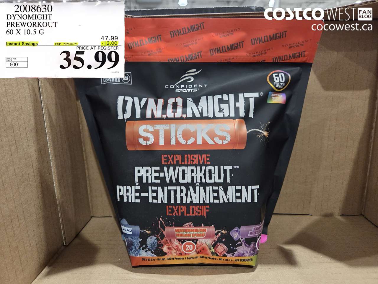 2008630 DYNOMIGHT PREWORKOUT 60 X 10.5 G ($12.00 INSTANT SAVINGS EXPIRES ON 2026-07-26) $35.99
