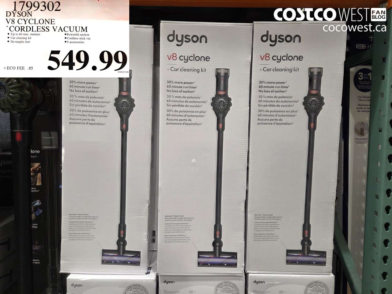 1799302 DYSON V8 CYCLONE CORDLESS VACUUM $549.99