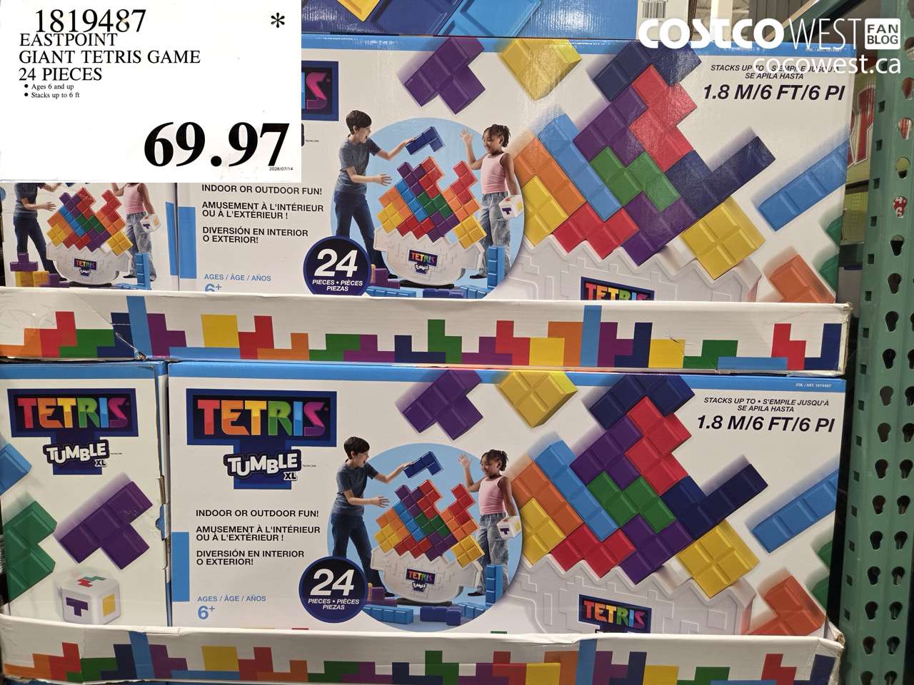 1819487 EASTPOINT GIANT TETRIS GAME 24 PIECES $69.97