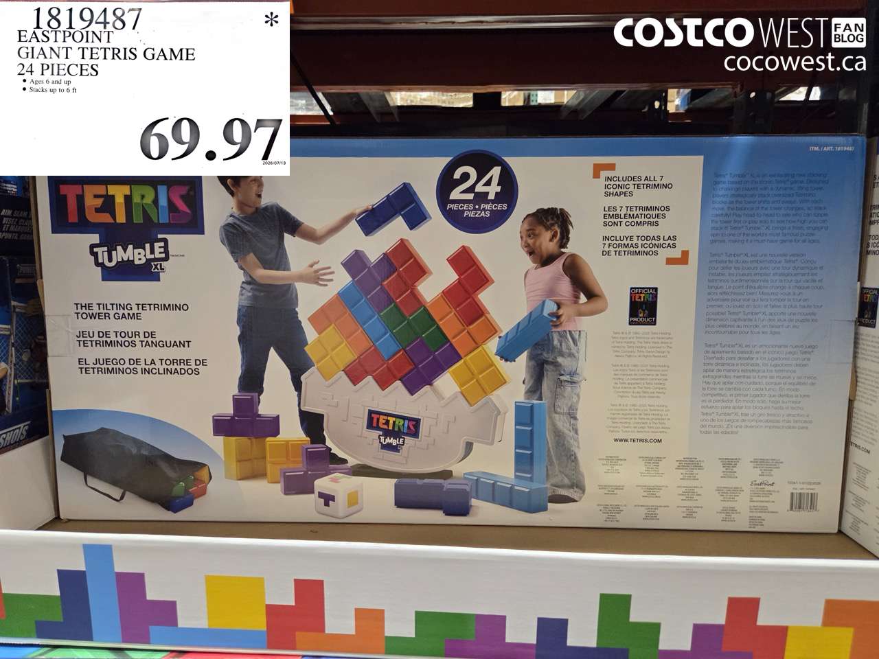 1819487 EASTPOINT GIANT TETRIS GAME 24 PIECES $69.97