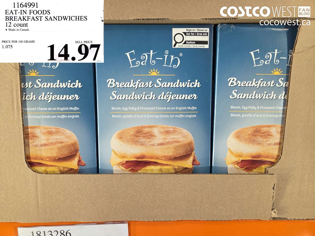 1164991 EAT-IN FOODS BREAKFAST SANDWICHES 12 COUNT $14.97