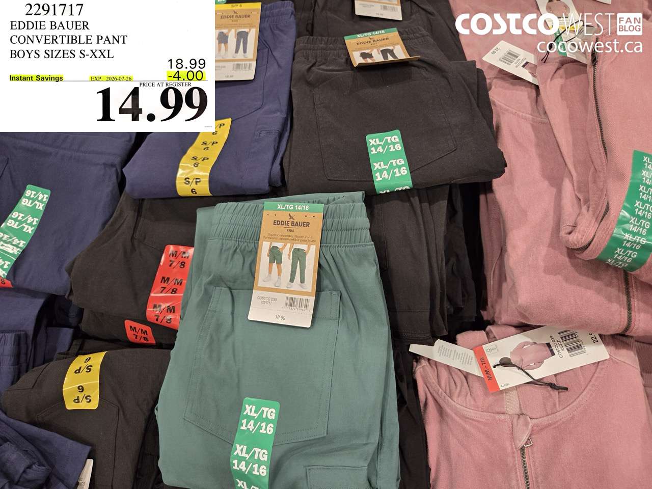 2291717 EDDIE BAUER CONVERTIBLE PANT BOYS SIZES S-XXL ($4.00 INSTANT SAVINGS EXPIRES ON 2026-07-26) $14.99