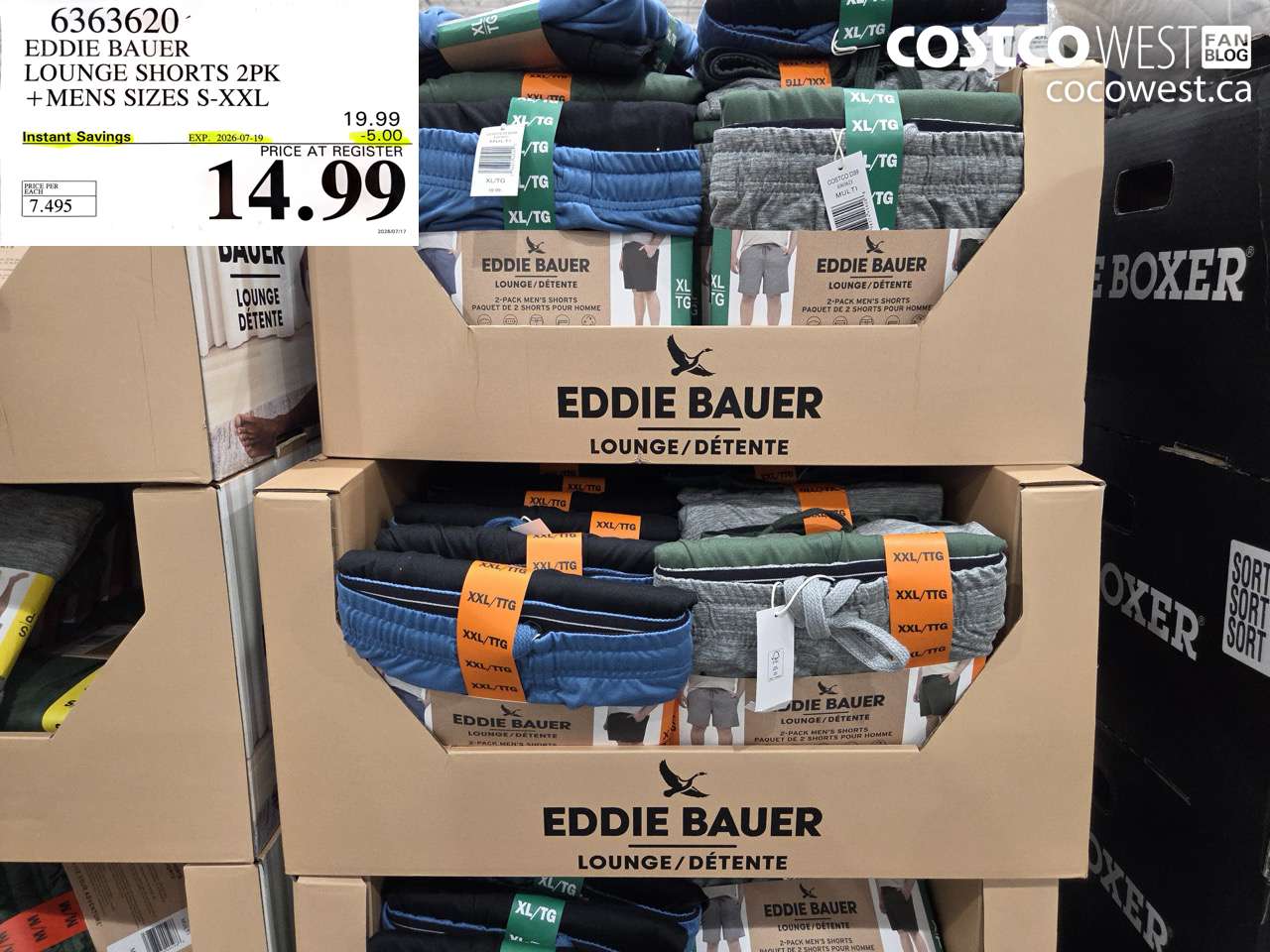 6363620 EDDIE BAUER LOUNGE SHORTS 2PK MENS SIZES S-XXL ($5.00 INSTANT SAVINGS EXPIRES ON 2026-07-19) $14.99