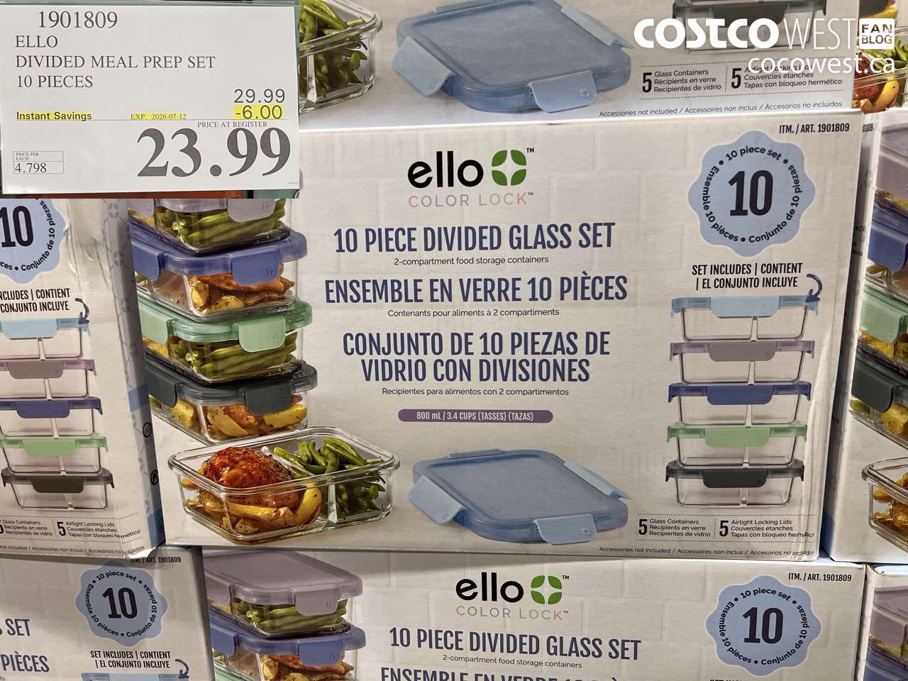 1901809 ELLO DIVIDED MEAL PREP SET 10 PIECES ($6.00 INSTANT SAVINGS EXPIRES ON 2026-07-12) $23.99