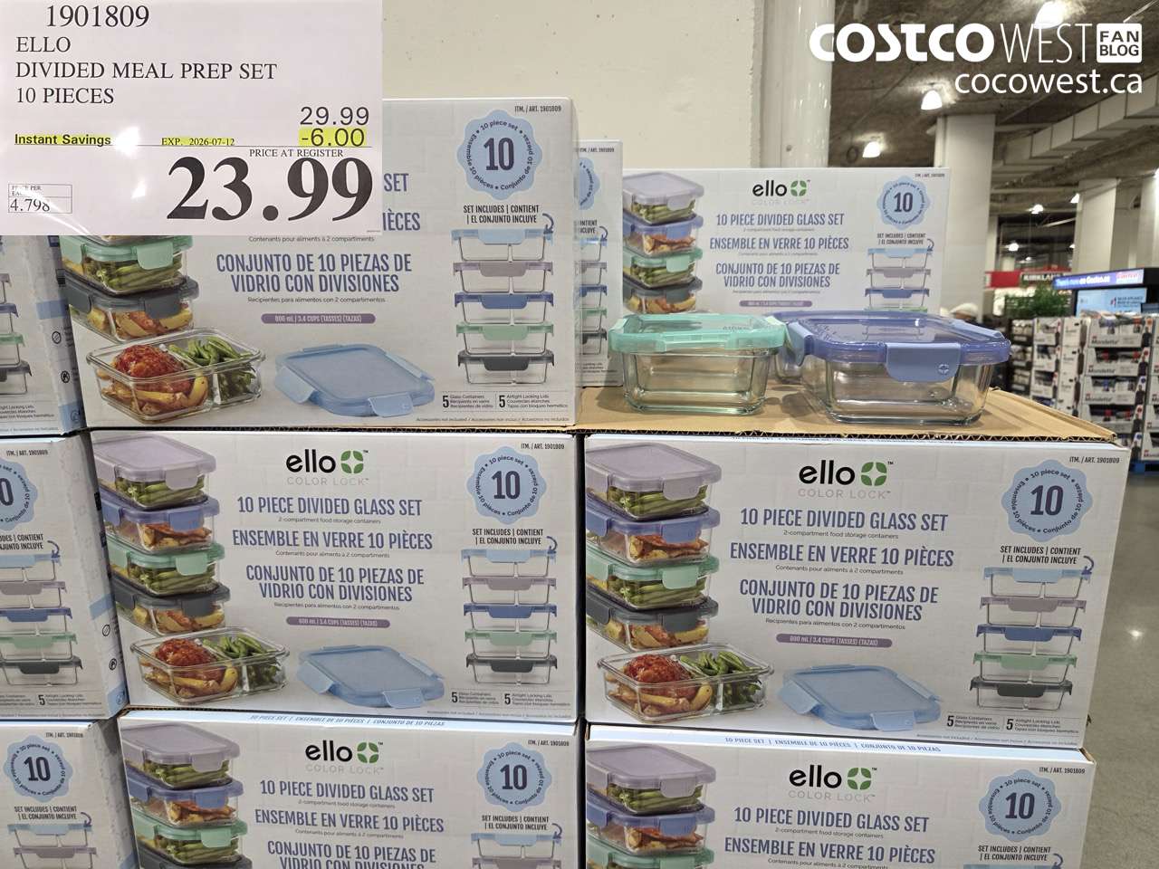 1901809 ELLO DIVIDED MEAL PREP SET 10 PIECES ($6.00 INSTANT SAVINGS EXPIRES ON 2026-07-12) $23.99