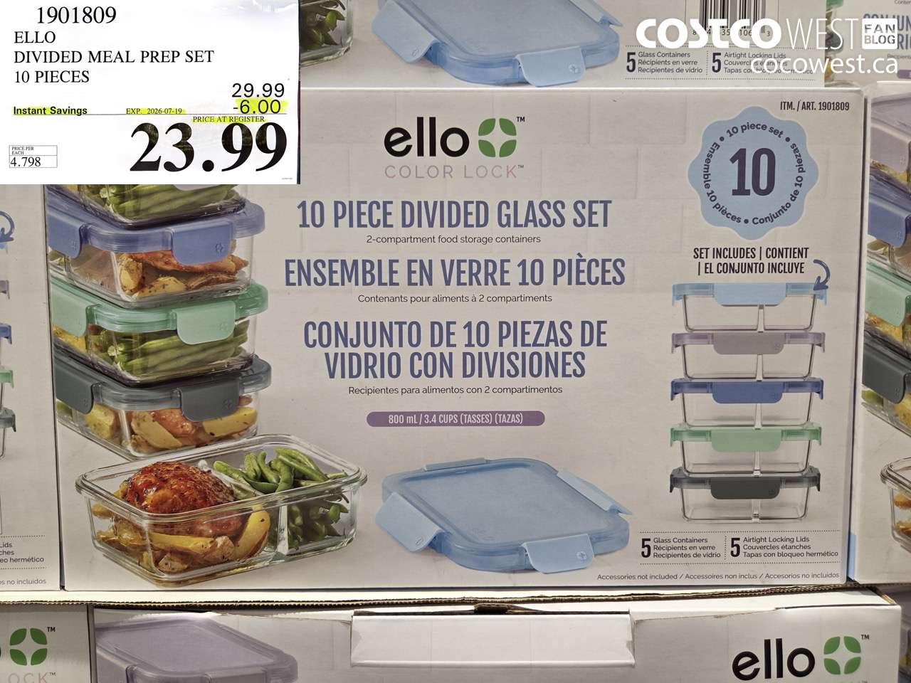 1901809 ELLO DIVIDED MEAL PREP SET 10 PIECES ($6.00 INSTANT SAVINGS EXPIRES ON 2026-07-19) $23.99