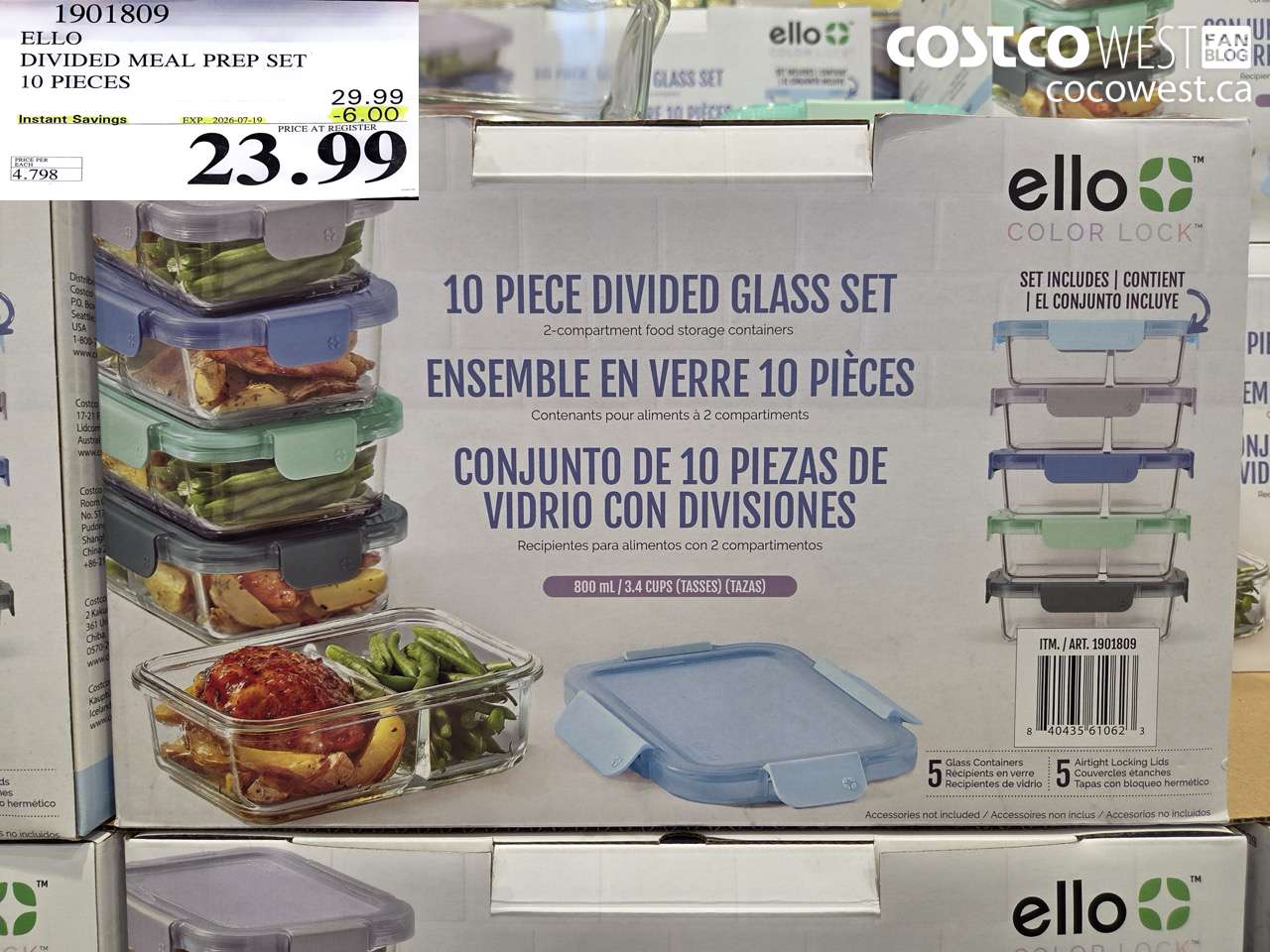 1901809 ELLO DIVIDED MEAL PREP SET 10 PIECES ($6.00 INSTANT SAVINGS EXPIRES ON 2026-07-19) $23.99