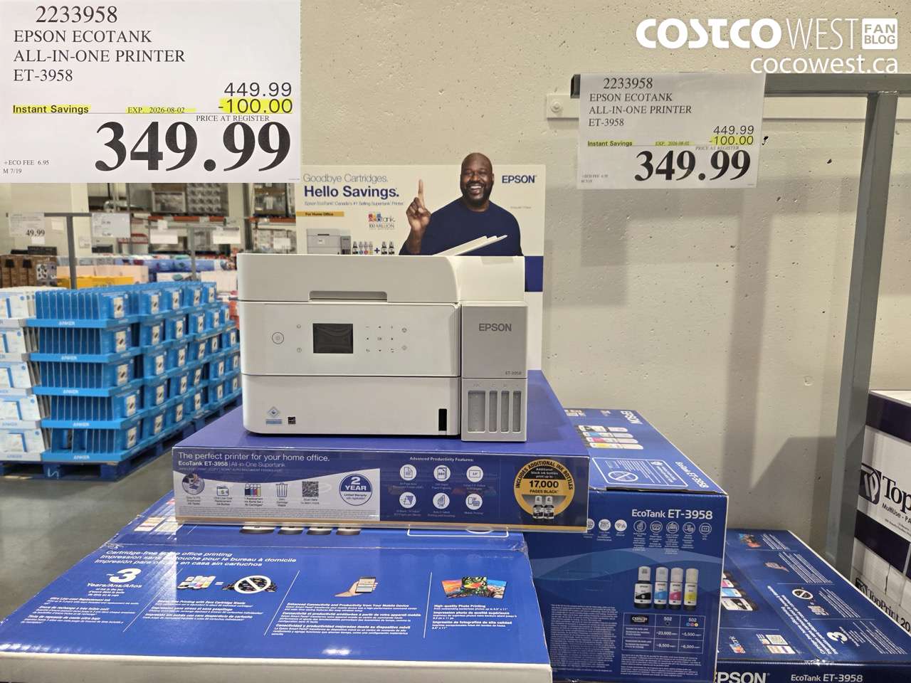 2233958 EPSON ECOTANK ALL-IN-ONE PRINTER ET-3958 ($100.00 INSTANT SAVINGS EXPIRES ON 2026-08-02) $349.99