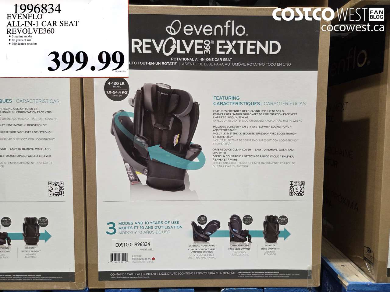 1996834 EVENFLO ALL-IN-1 CAR SEAT REVOLVE360 $399.99