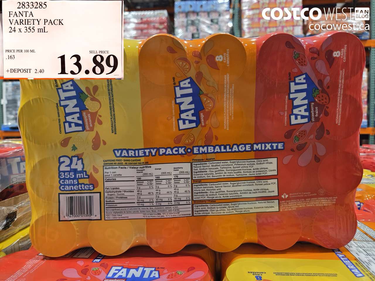 2833285 FANTA VARIETY PACK 24 X 355 ML $13.89