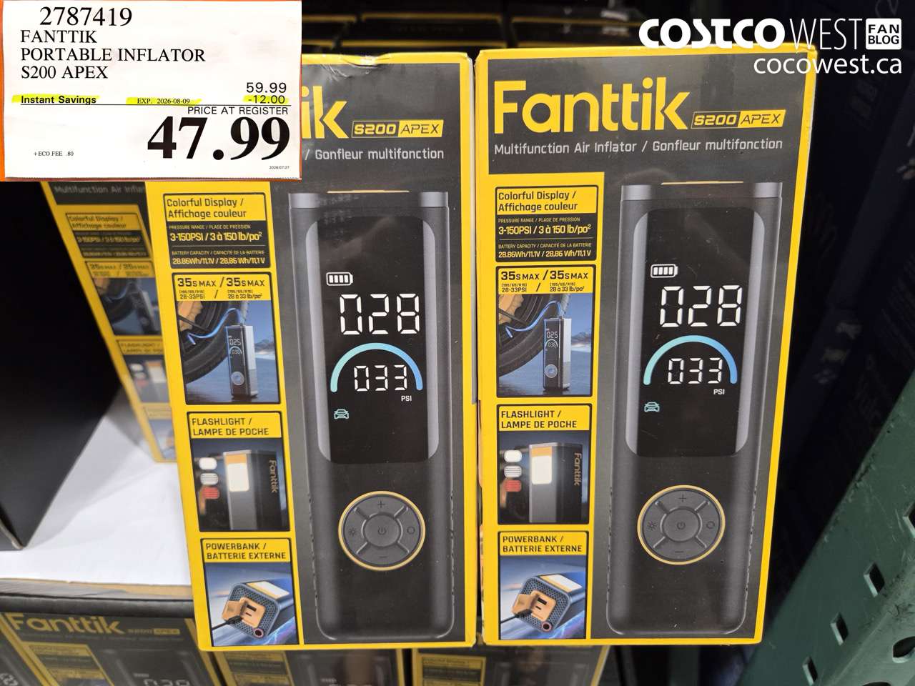 2787419 FANTTIK PORTABLE INFLATOR S200 APEX ($12.00 INSTANT SAVINGS EXPIRES ON 2026-08-09) $47.99