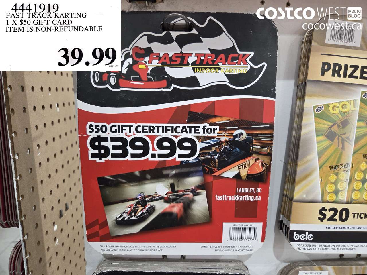 4441919 FAST TRACK KARTING 1 X $50 GIFT CARD ITEM IS NON-REFUNDABLE $39.99