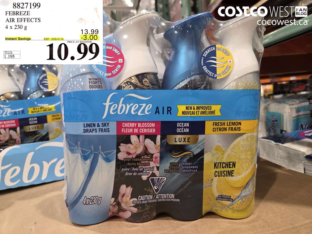 8827199 FEBREZE AIR EFFECTS 4 X 230 G ($3.00 INSTANT SAVINGS EXPIRES ON 2026-07-26) $10.99