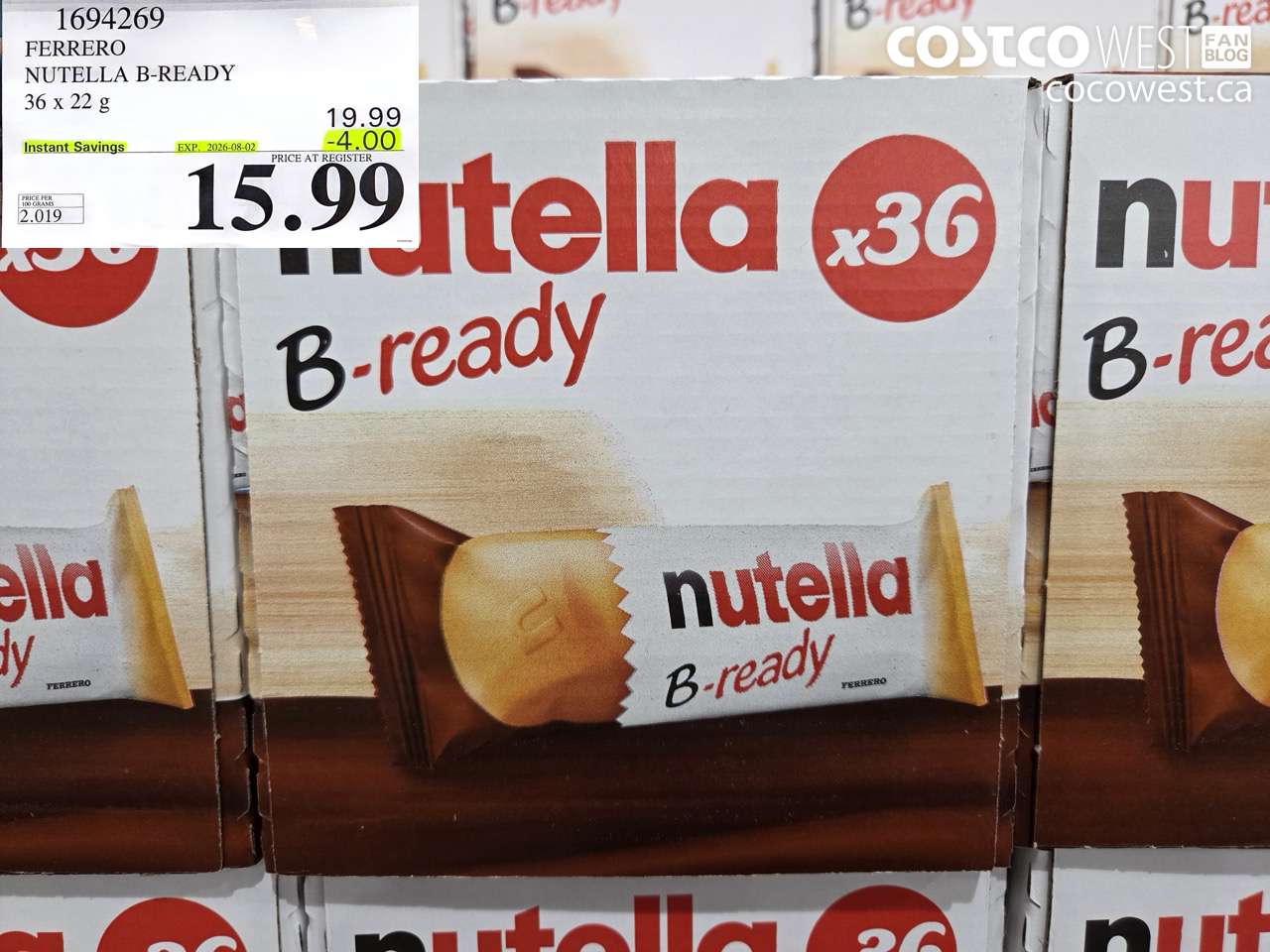 1694269 FERRERO NUTELLA B-READY 36 X 22 G ($4.00 INSTANT SAVINGS EXPIRES ON 2026-08-02) $15.99