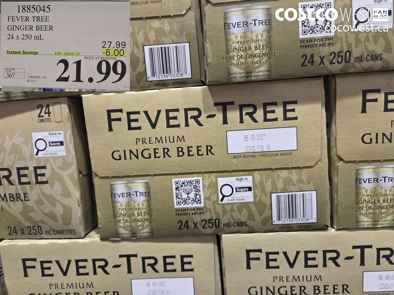1885045 FEVER TREE GINGER BEER 24 X 250 ML ($6.00 INSTANT SAVINGS EXPIRES ON 2026-07-19) $21.99