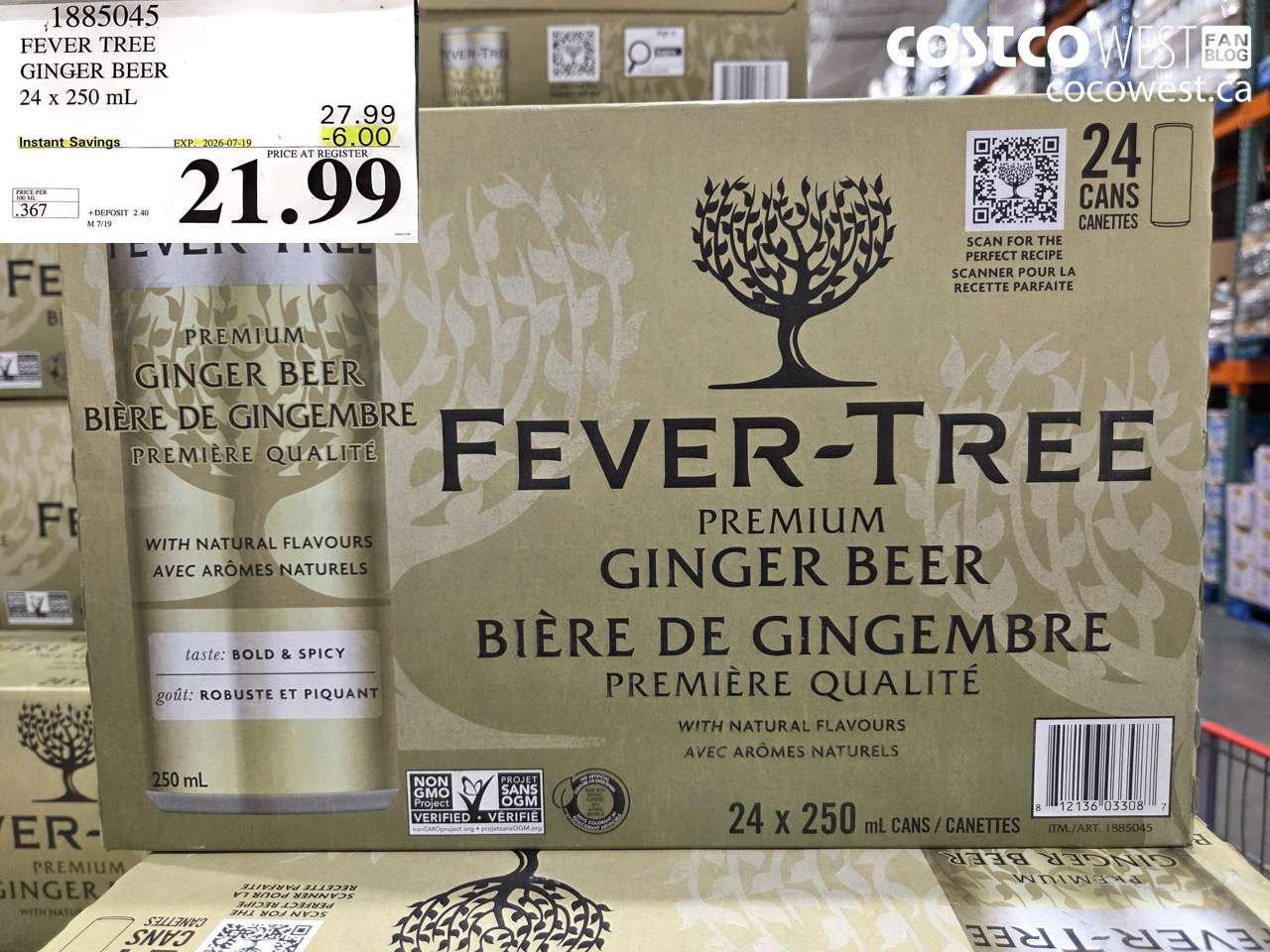 1885045 FEVER TREE GINGER BEER 24 X 250 ML ($6.00 INSTANT SAVINGS EXPIRES ON 2026-07-19) $21.99
