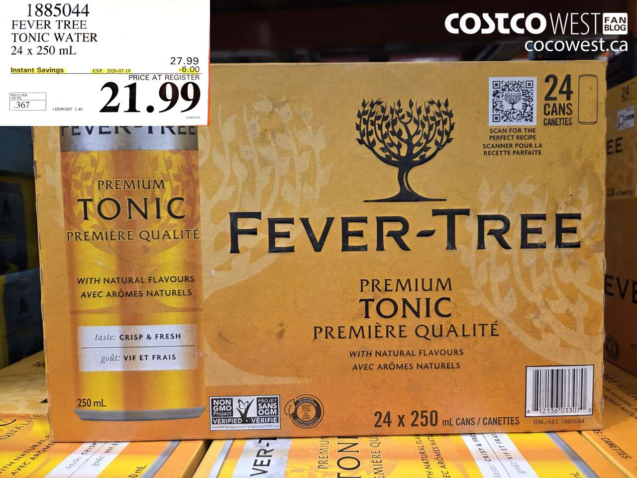1885044 FEVER TREE TONIC WATER 24 X 250 ML ($6.00 INSTANT SAVINGS EXPIRES ON 2026-07-19) $21.99