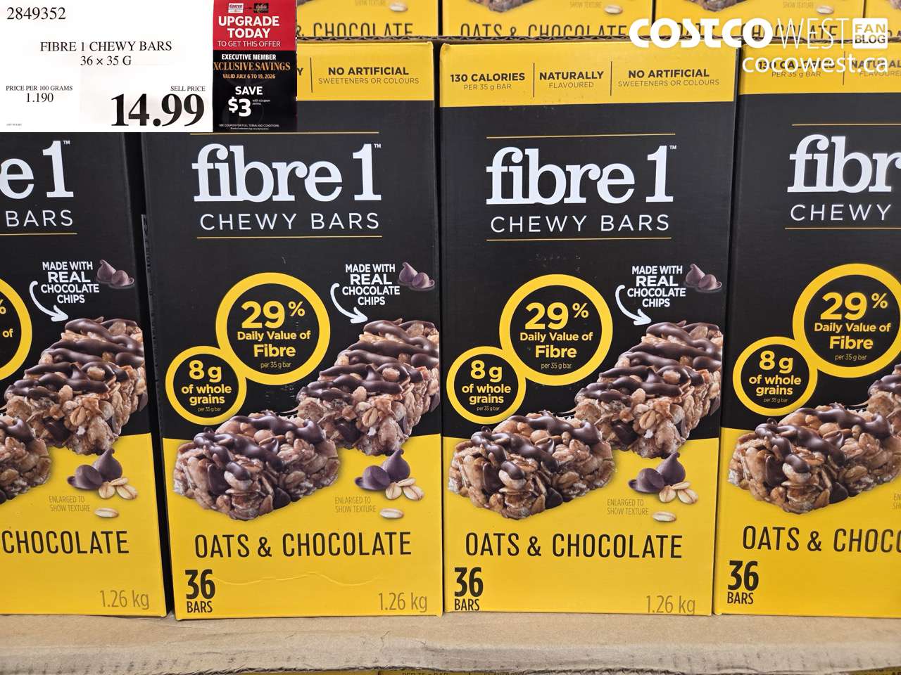 2849352 FIBRE 1 CHEWY BARS 36 X 35 G ($3.00 INSTANT SAVINGS EXPIRES ON 2026-07-19) $11.99
