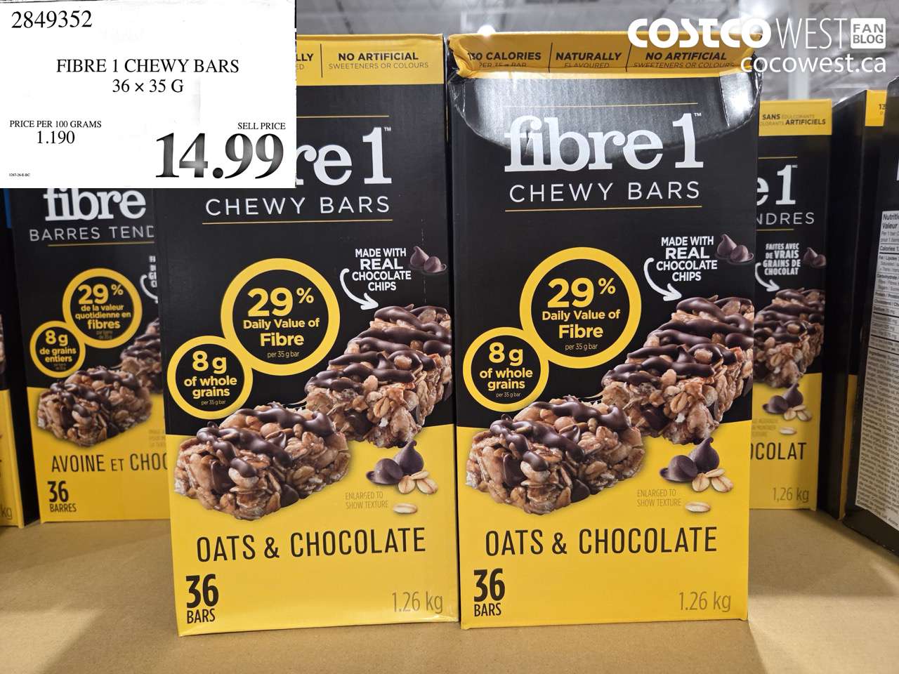 2849352 FIBRE 1 CHEWY BARS 36 X 35 G $14.99