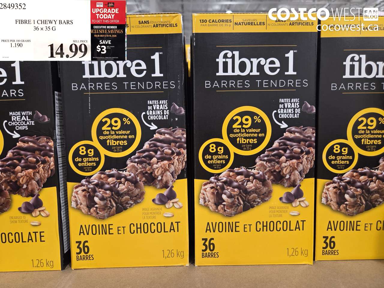 2849352 FIBRE 1 CHEWY BARS 36 X 35 G ($3.00 INSTANT SAVINGS EXPIRES ON 2026-07-19) $11.99