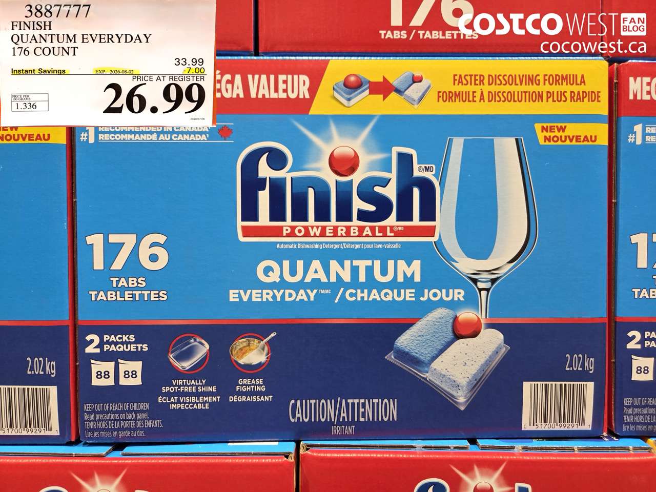3887777 FINISH QUANTUM EVERYDAY 176 COUNT ($7.00 INSTANT SAVINGS EXPIRES ON 2026-08-02) $26.99