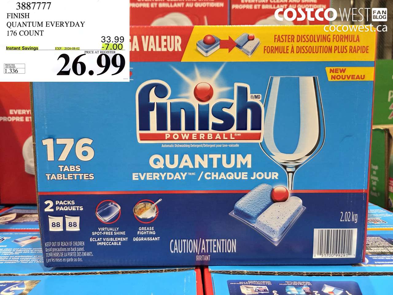3887777 FINISH QUANTUM EVERYDAY 176 COUNT ($7.00 INSTANT SAVINGS EXPIRES ON 2026-08-02) $26.99