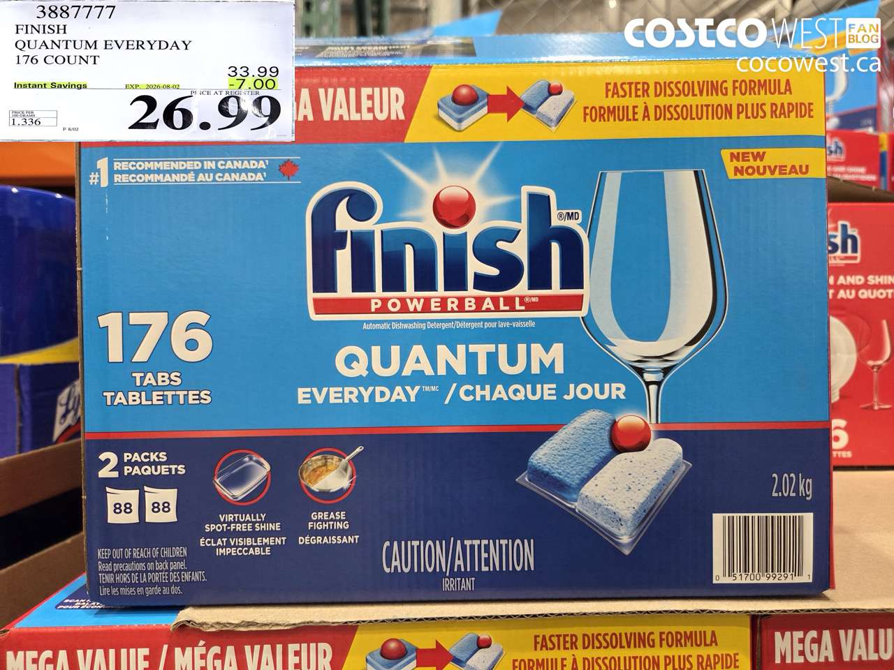 3887777 FINISH QUANTUM EVERYDAY 176 COUNT ($7.00 INSTANT SAVINGS EXPIRES ON 2026-08-02) $26.99