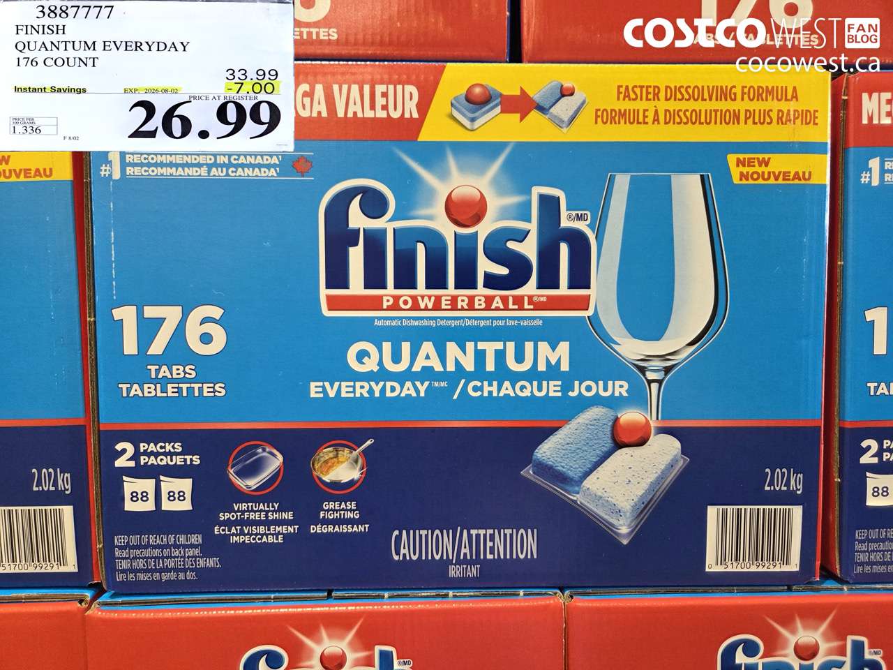 3887777 FINISH QUANTUM EVERYDAY 176 COUNT ($7.00 INSTANT SAVINGS EXPIRES ON 2026-08-02) $26.99