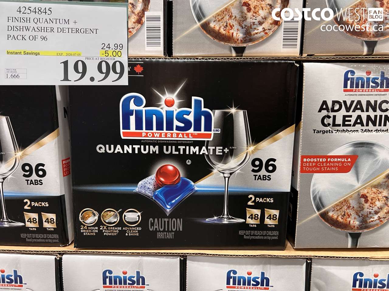 4254845 FINISH QUANTUM + DISHWASHER DETERGENT PACK OF 96 ($5.00 INSTANT SAVINGS EXPIRES ON 2026-07-05) $19.99