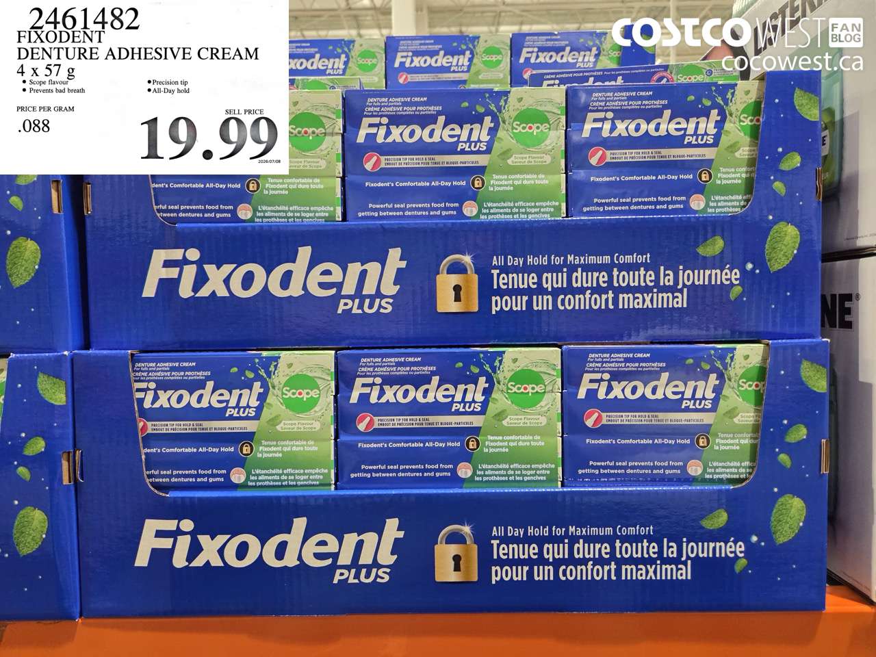 2461482 FIXODENT DENTURE ADHESIVE CREAM 4 X 57 G $19.99