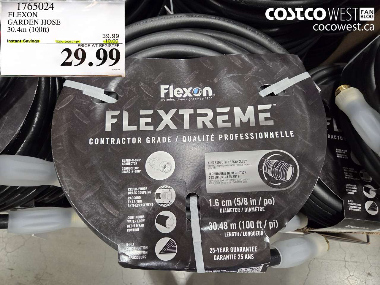 1765024 FLEXON GARDEN HOSE 30.4M (100FT) ($10.00 INSTANT SAVINGS EXPIRES ON 2026-07-19) $29.99