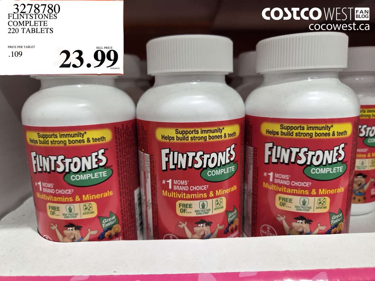 3278780 FLINTSTONES COMPLETE 220 TABLETS $23.99