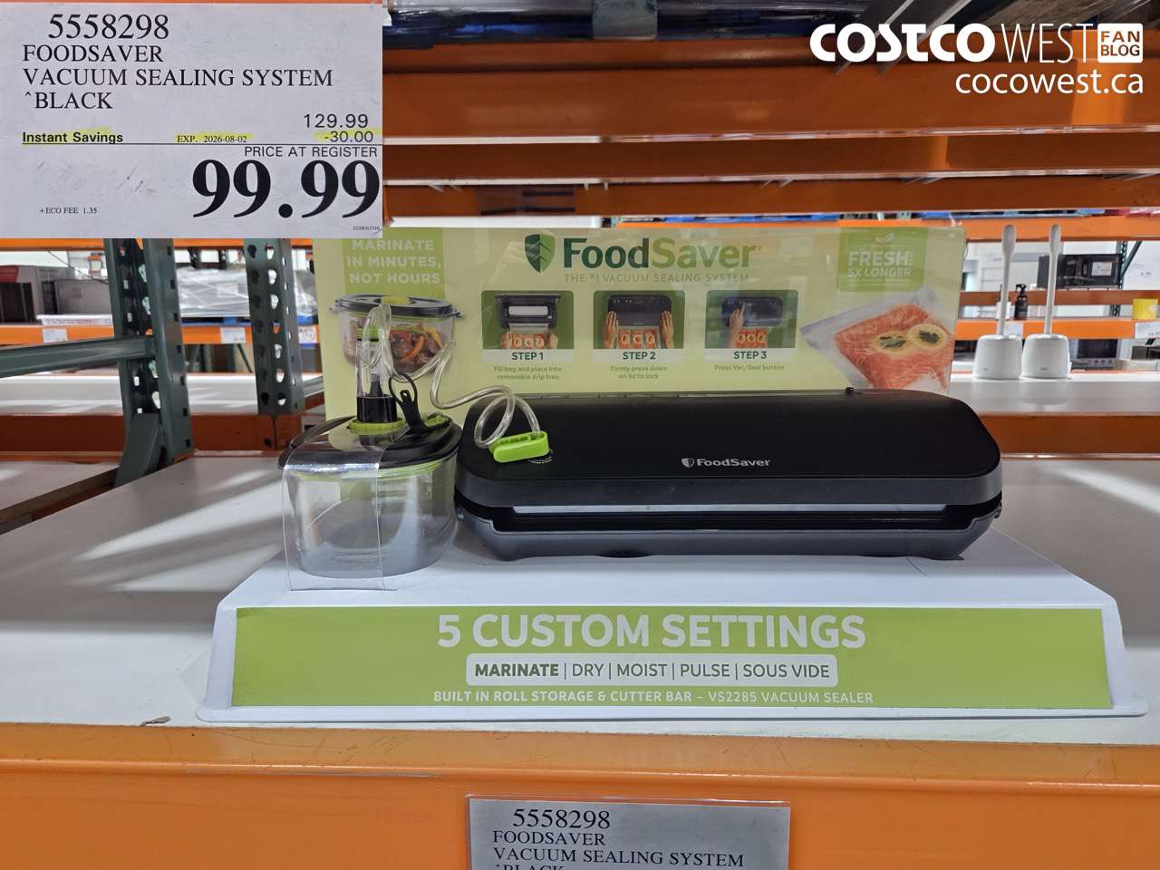5558298 FOODSAVER VACUUM SEALING SYSTEM BLACK ($30.00 INSTANT SAVINGS EXPIRES ON 2026-08-02) $99.99