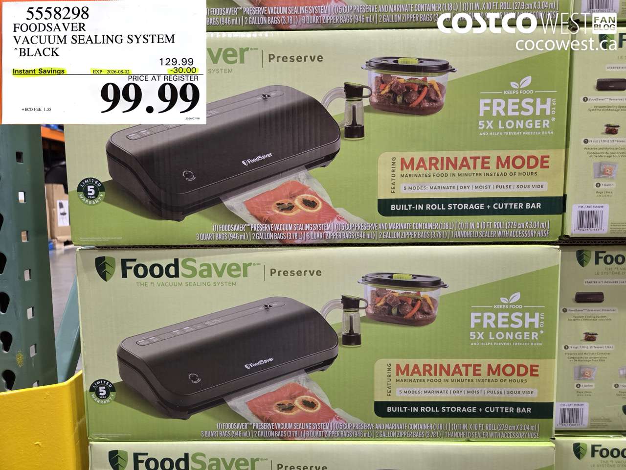 5558298 FOODSAVER VACUUM SEALING SYSTEM BLACK ($30.00 INSTANT SAVINGS EXPIRES ON 2026-08-02) $99.99