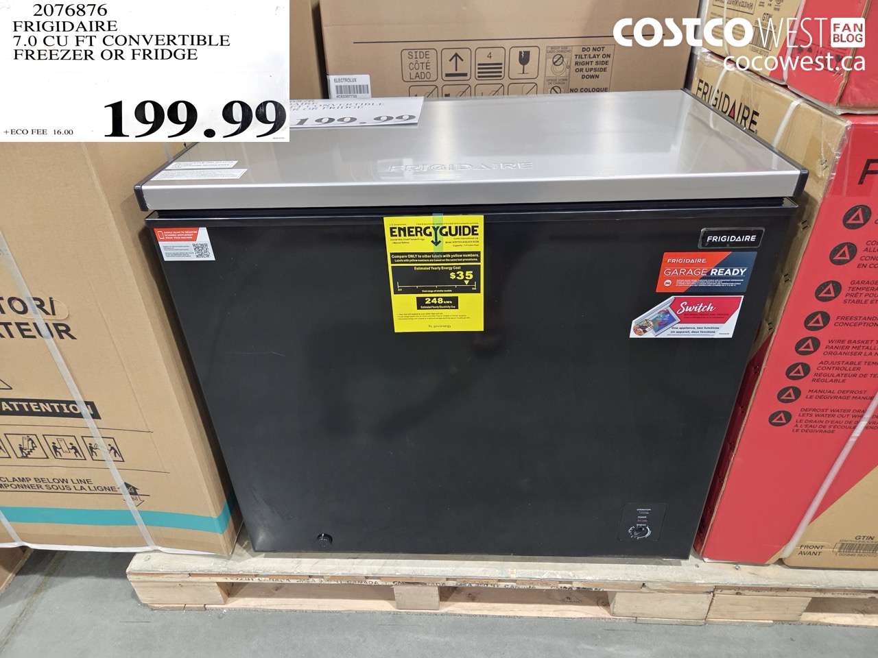 2076876 FRIGIDAIRE 7.0 CU FT CONVERTIBLE FREEZER OR FRIDGE $199.99