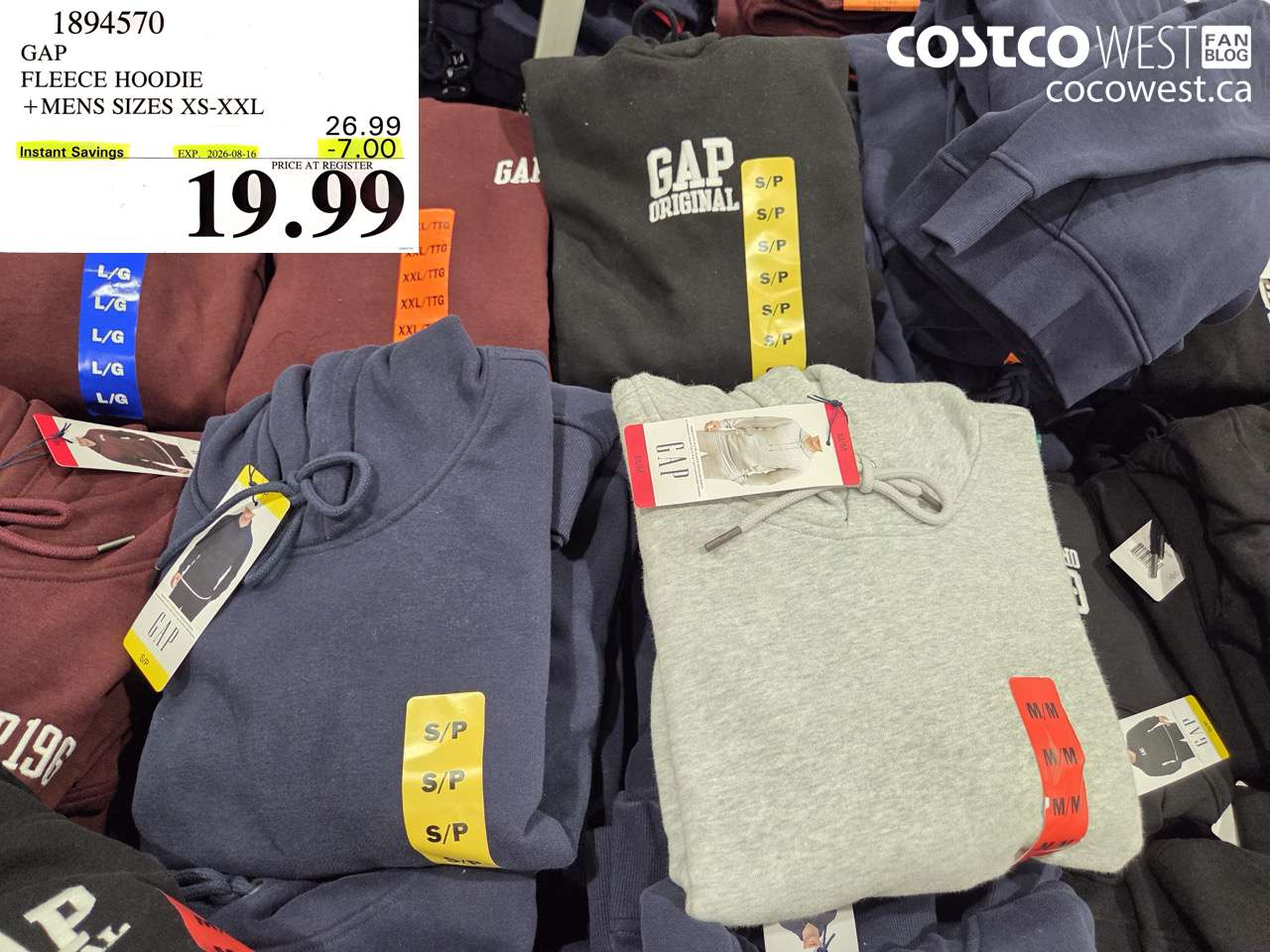 1894570 GAP FLEECE HOODIE MENS SIZES XS-XXL ($7.00 INSTANT SAVINGS EXPIRES ON 2026-08-16) $19.99